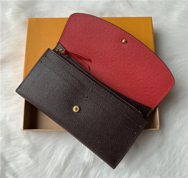 

Wholesale 9 colors fashion single zipper pocke men women leather wallet lady ladies long purse with orange box card 60136 LB81, Red;black