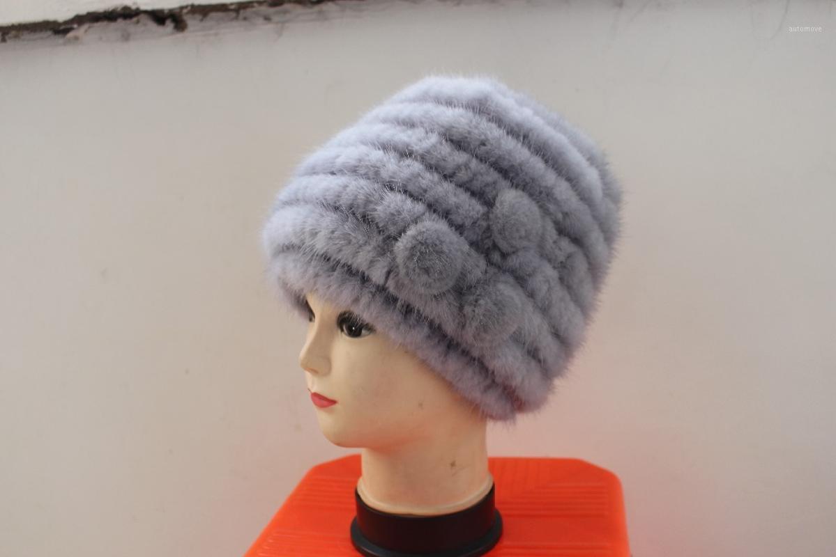 

2020 hot new fashion ladies mink cap Natural fur1, Black