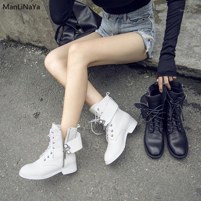 

Cross-tied Buckle Belt Women Boots Zipper Ladies Autumn Winter Boots Soft Genuine Leather Square Heel Female Motorcycle1, As picture