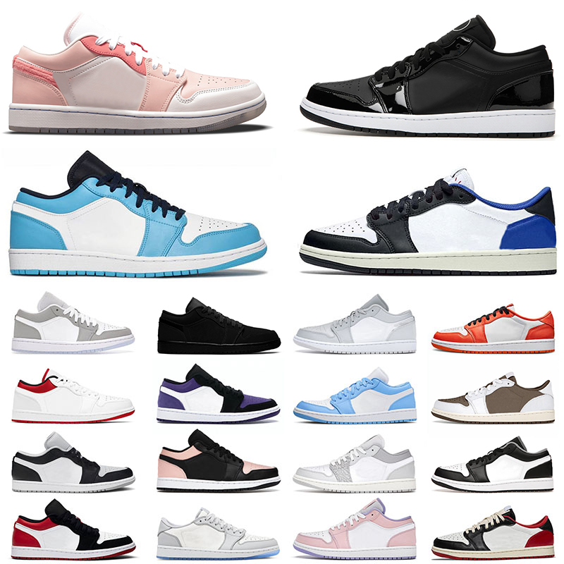 

Jumpman 1 1s Low Mens Sports Basketball Shoes Mighty Swooshers Pink All Black Carbon Fiber Reverse Mocha Fragment Wolf Grey UNC Trainers Men Women Designer Sneakers, 36-45 royal toe