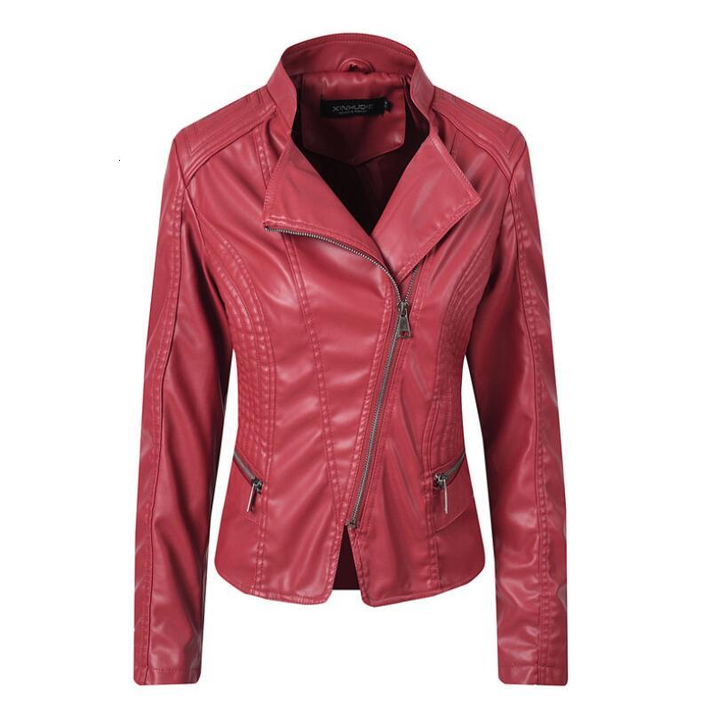 

2021 Autumn Female Fashion Short with Turn-down Zipper Goal of Thin Pu Leather Jacket From Motorcycle Outerwear P1367 9w0r, Beige