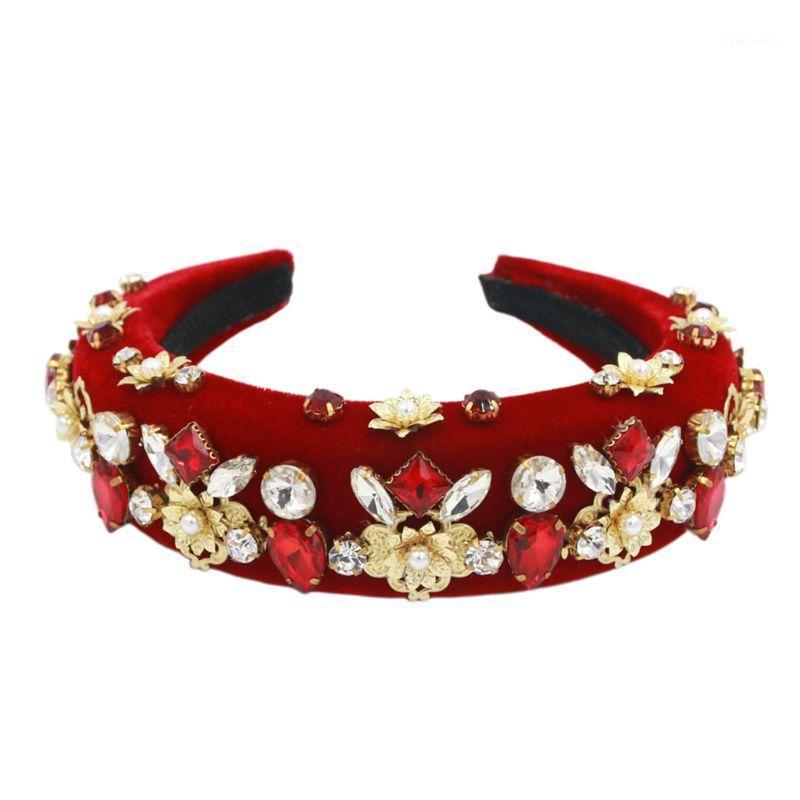 

Hair Clips & Barrettes U2JF Vintage Baroque Thick Padded Headband Womens Full Jewelry Colored Rhinestone Faux Pearls Hoop Beaded Flower Velv, Golden;silver