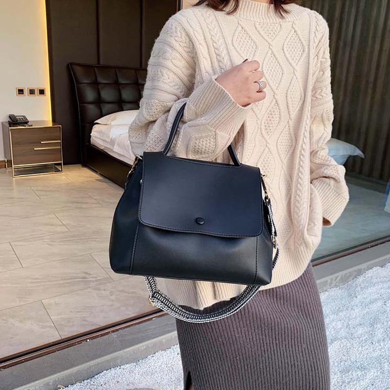 

Fashion Classic PU Top Handle Tote Bags For Women 2021 Shoulder Messenger Bag Ladies Large Capacity Travel Crossbody Handbag Sac, Black