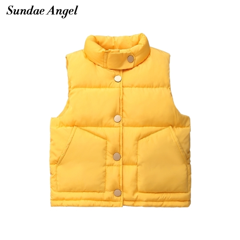 

Sundae Angel Children's Vest For Girls Stand Collar Solid Sleeveless Jacket Boys Vests Winter Waistcoat Kids Gilet Fille Coats 201106