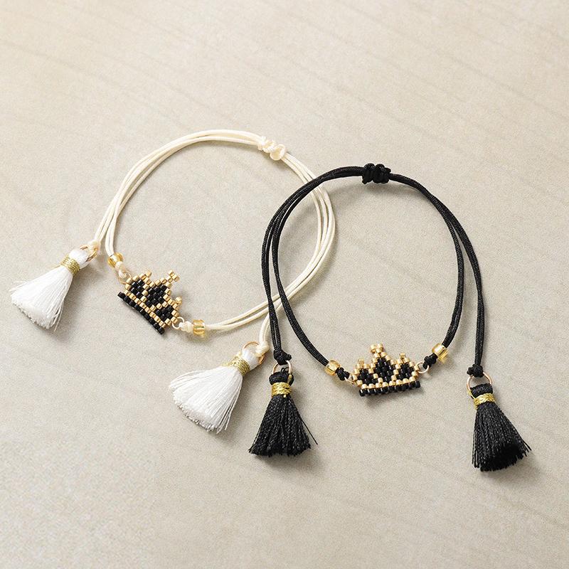 

G.YCX Charm Gold Black Crown Bracelets For Couple Paired Handmade Miyuki Bead Tassel Bracelets Pulseras Boho Bileklik Femme