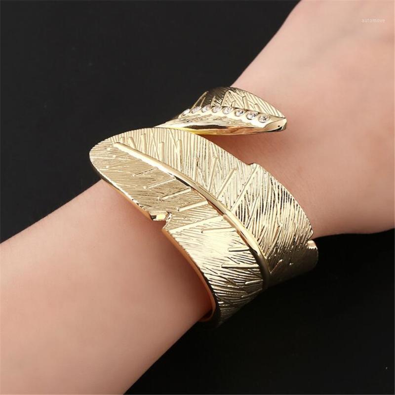 

MHS.SUN 1PC/Lot Exaggerated Big Punk Bangle Jewelry European Fashion Personalities Leaf Women Baroque Bangle Bracelet Jewelry1