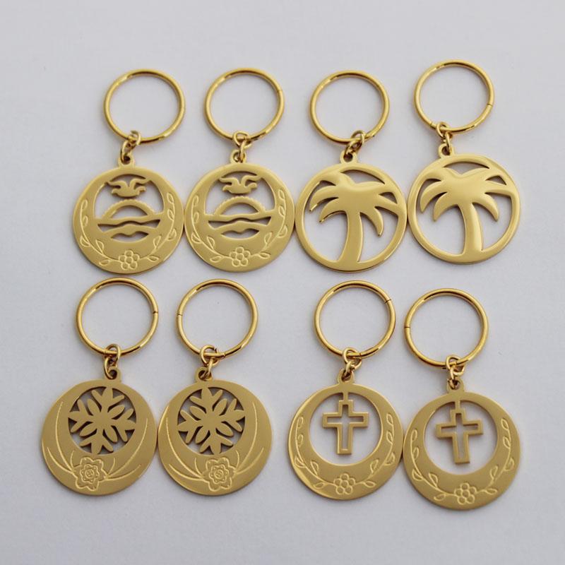 

Hot Sales Rould Flower Cross Coconut Tree Earring Kiribati Flag Gold Earring For Women