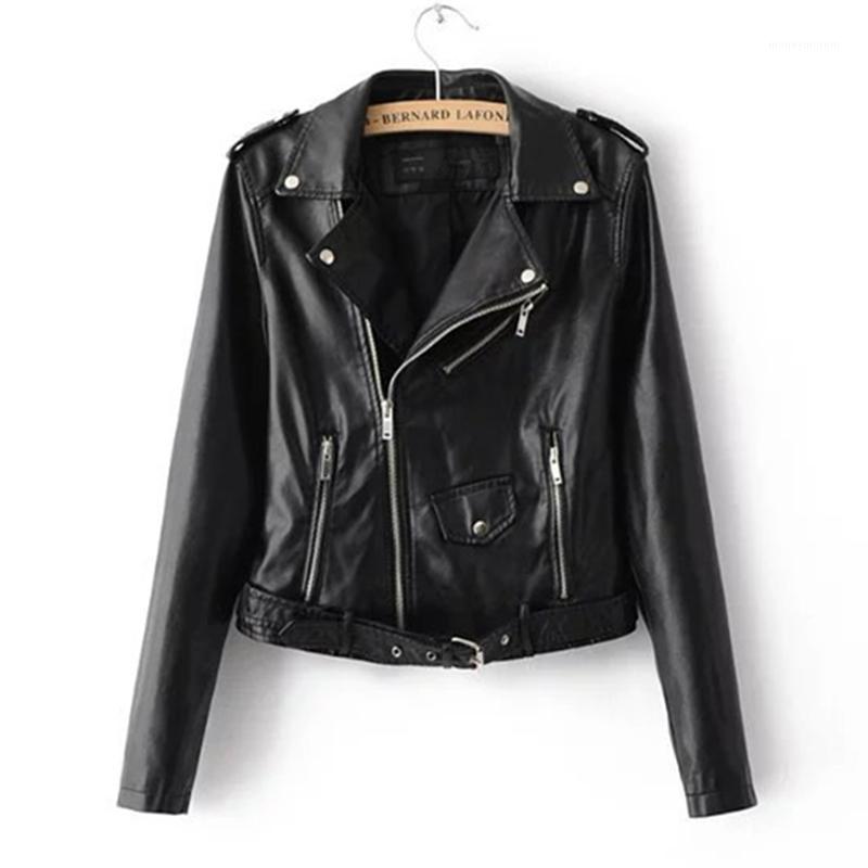 

Fashion Motorcycle Zipper PU Leather Jacket Women Autumn Basic Outerwear Coat 5 Color Black Red Yellow Pink Short Jacket1