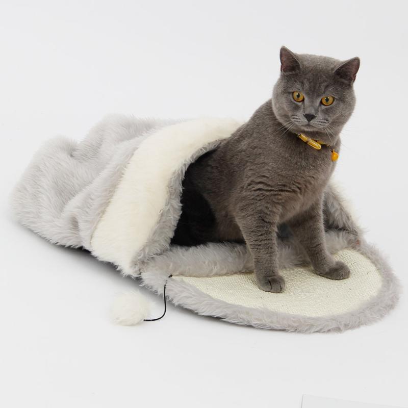 

Cat Bed Cave Pet Products Toys Ball Kennel Dog Tent Scratch Sisal Cats Kitten Sleeping Bag Puppy Soft Warm House 2Size M/L