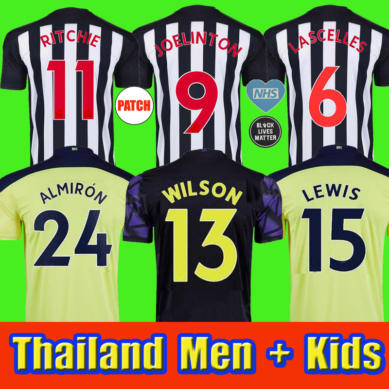 

New 20 21 NUFC Soccer Jerseys SHELVEY 2020 2021 JOELINTON Football Shirt ALMIRON RITCHIE GAYLE Equipment Men Kids Kits, Away + patch