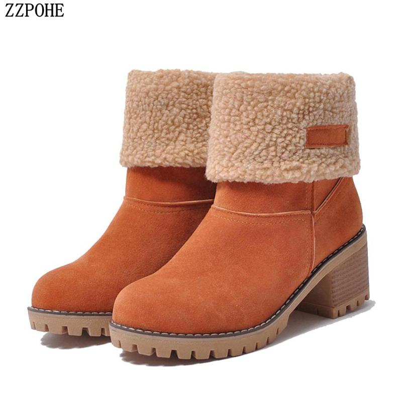 

ZZPOHE Woman Snow Boots Women High Heels Boots Women's Platform Waterproof Ankle Female Thick Warm fur Winter Shoes, Green