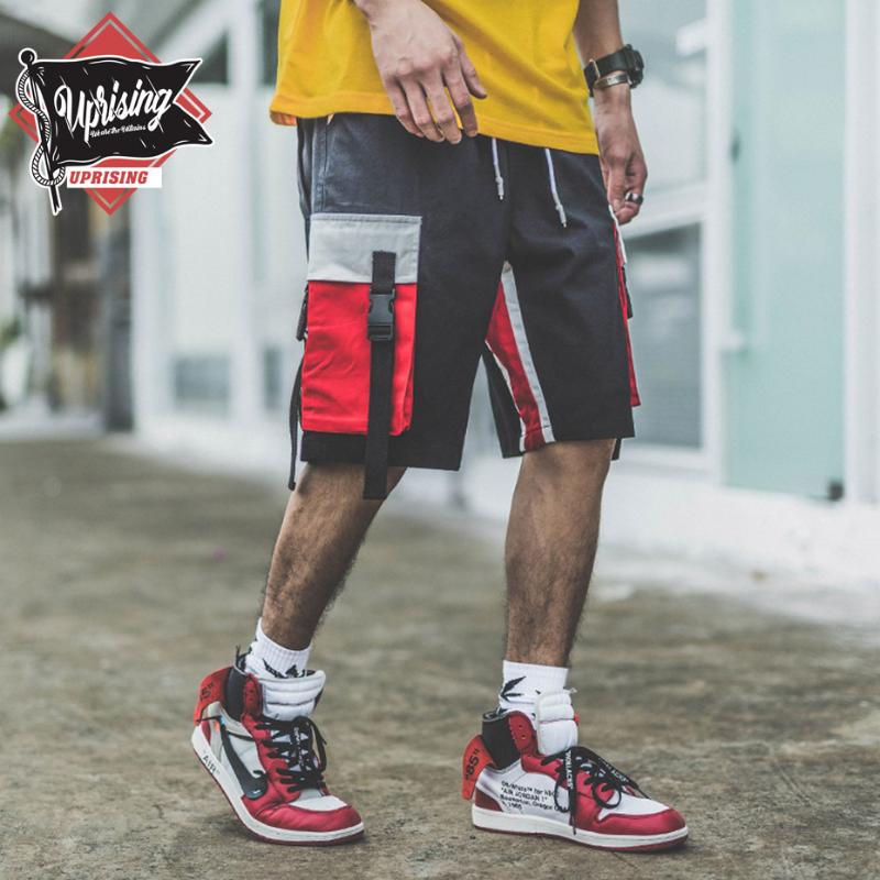 

Hip Hop Shorts Streetwear Men Harajuku Jogger Shorts Loose Casual Summer Track Short Cargo Sweatpant Zipper Pockets Cotton Low, Black