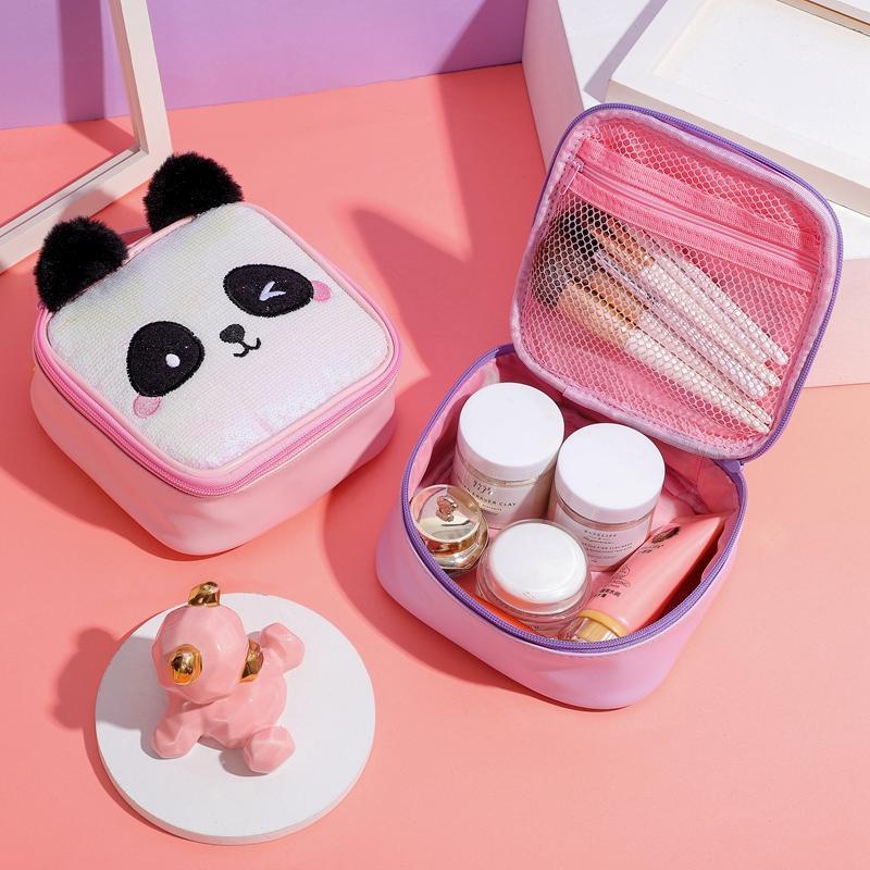 

Lovely Panda Leather Cosmetic Bags For Girls Fashion Makeup Organzier Pouch Travel Accessories Girls Gift1, Pink