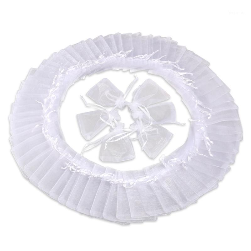

Foxnovo 100pcs 7*9cm Organza Drawstring Gift Bags Wedding Favor Bags Jewellery Pouches (White)1