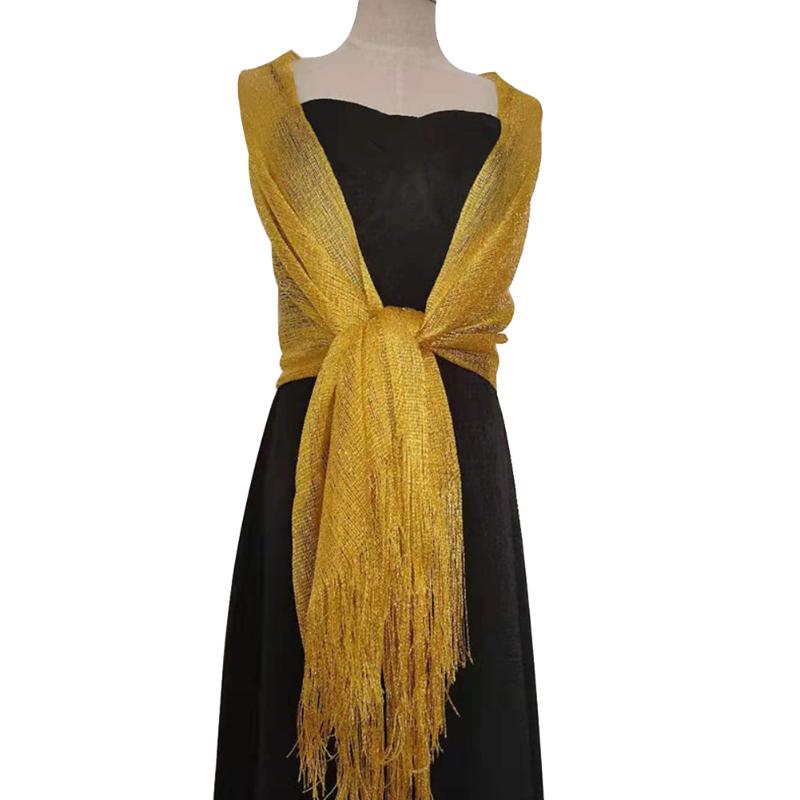 

Women Mesh Party Metallic Shawls With Tassels Sparkling Scarf Spring Autumn For Evening Dresses Wraps Gift Cover-up Accessory