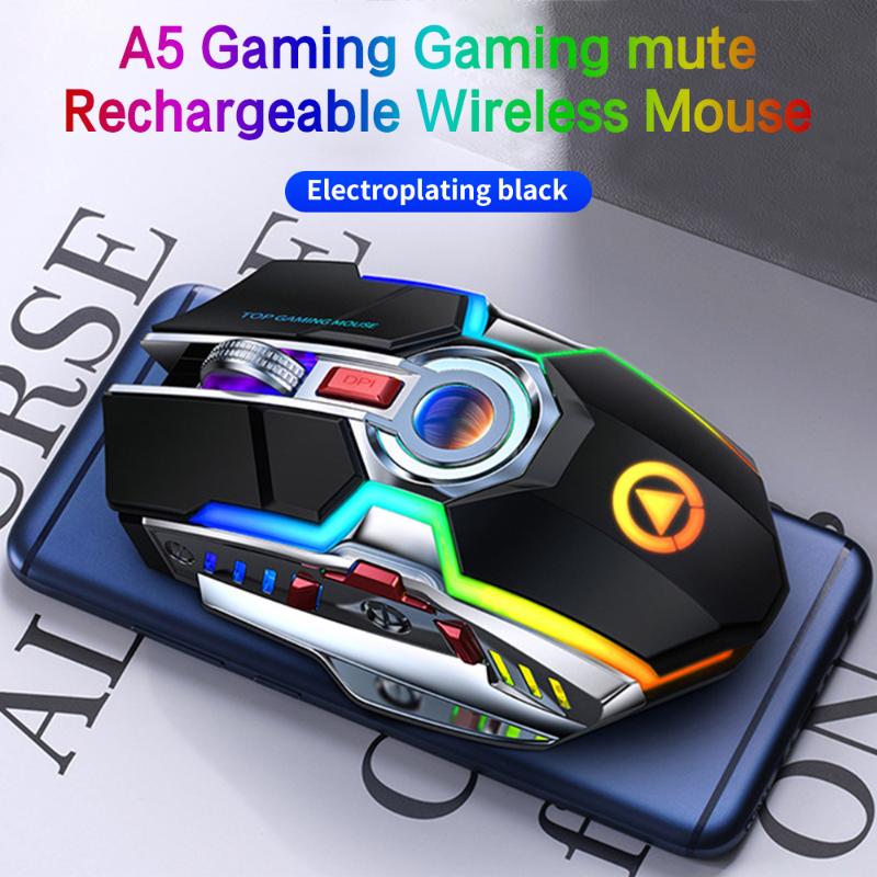 

A5 7 Keys Silent Gaming 1600DPI 2.4G Wireless Mouse Ergonomic Optical Mice for Laptop PC Computer Backlight Mouse Rechargeable
