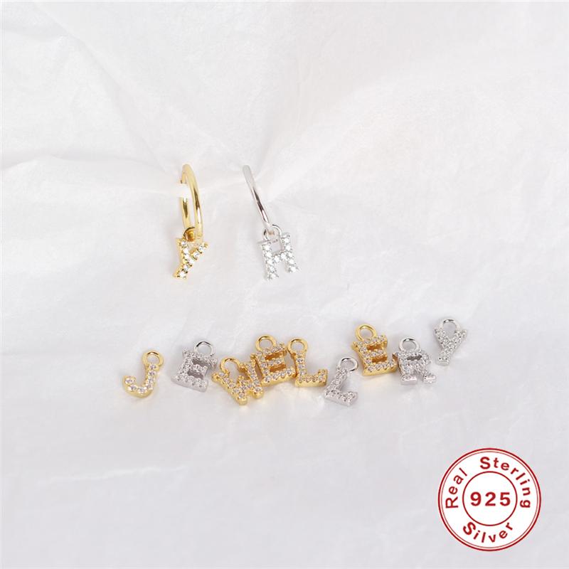 

1pcs Pendientes De Mujer 925 26 Letters Alphabet Hoop Earring For Women lovers' Engagement Anniversary Fine Jewelry