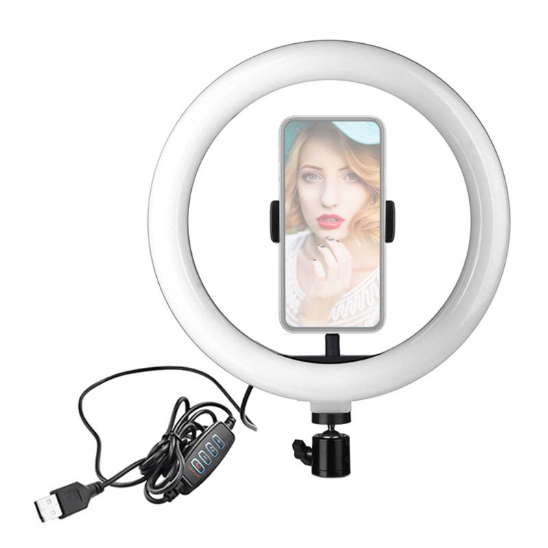 

Photography 10 Inch LED Ring Light Beauty Fill-in Light Dimmable 3000K-6500K USB Powered for Live Streaming Selfie Makeup