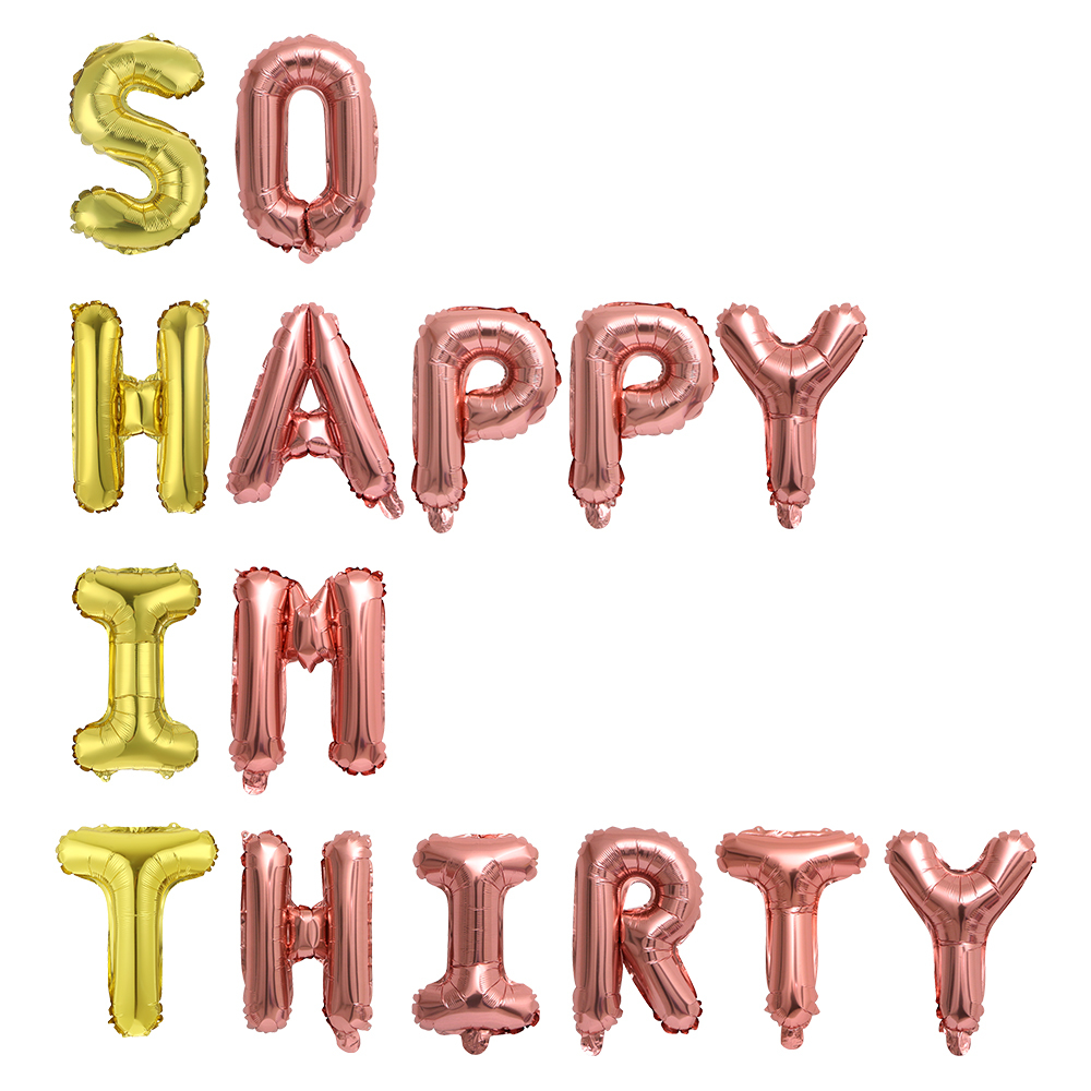

15Pcs/Set 16Inch Mixed Rose Gold Foil Letter Balloons 30th Birthday Party Decorations So Happy Im Thirty Balls Banners Y0107