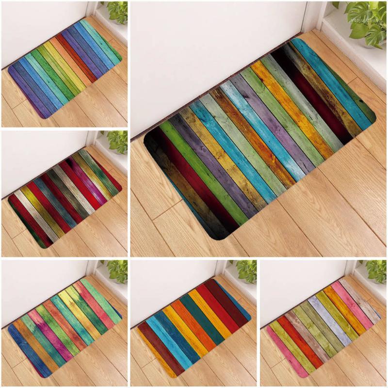 

Sholisa Anti Slip Bath Mat Bathroom Carpet Rug Floor 3D Printed Color Wood Stripe Water Absorption Living Room Toilet Door1
