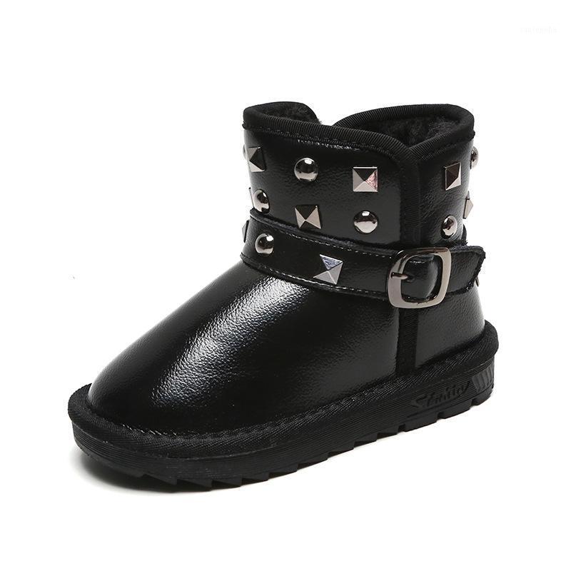 

Waterproof Children Warm Snow Boots Winter New Thick Plush Girls Boots Boys Non-slip Cotton Shoes Student Sneakers Kids1, Black