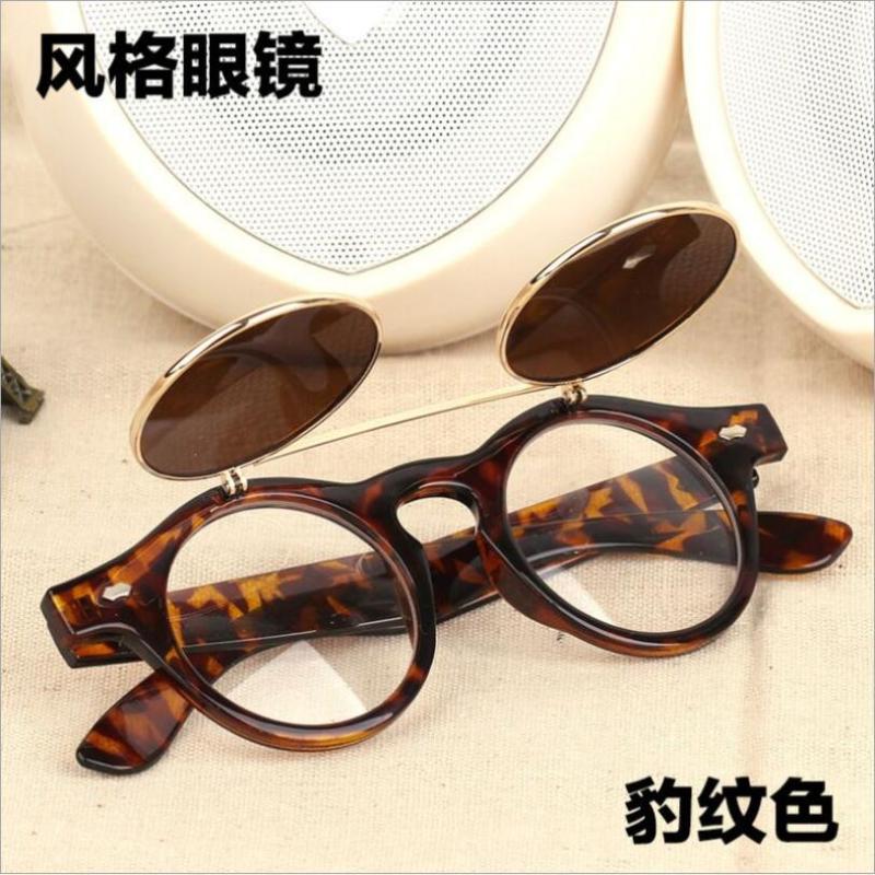

Womens Mens Sunglasses Steampunk Goth Goggles Glasses Retro Flip Up Round Sunglasses Vintage Female Male Fashion gafas de sol A0