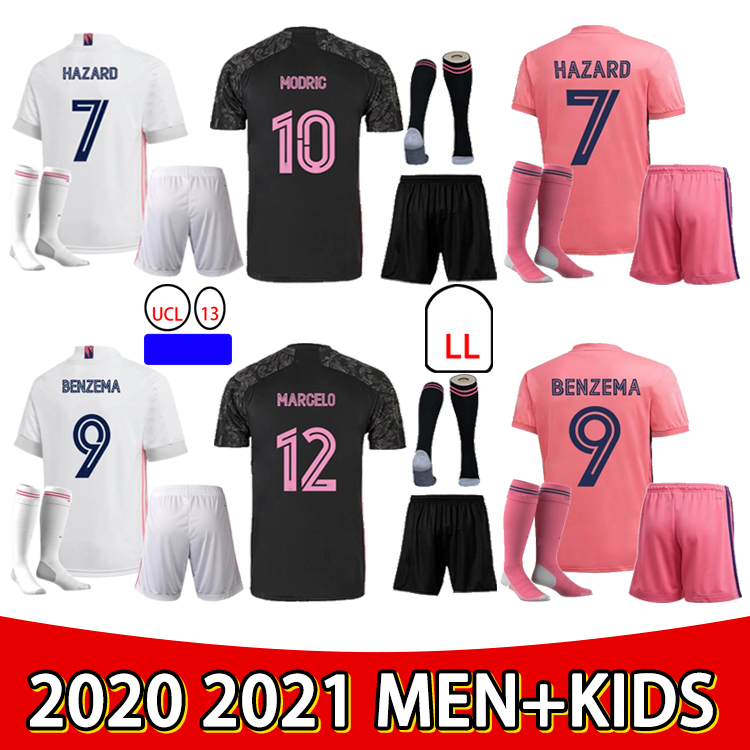 

2020 new Soccer Jersey RONALDO BALE MARCELO BENZEMA HAZARD SERGIO RAMOS 2021 Home Away Adult Kids Kit+Socks High-quality Football Shirt