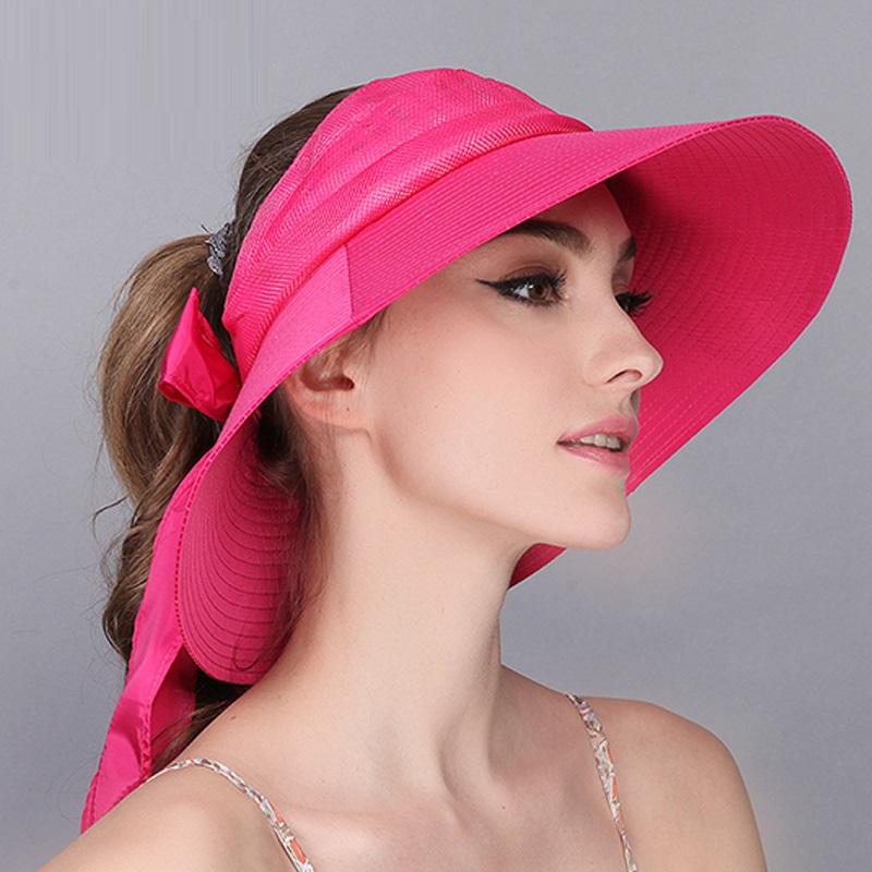 

Wide Brim Hats Outdoor Sun-shading Cap Lady Sun-proof Beach Sun Hat Foldedable Students Outside Travel Teenager B-7597, Red