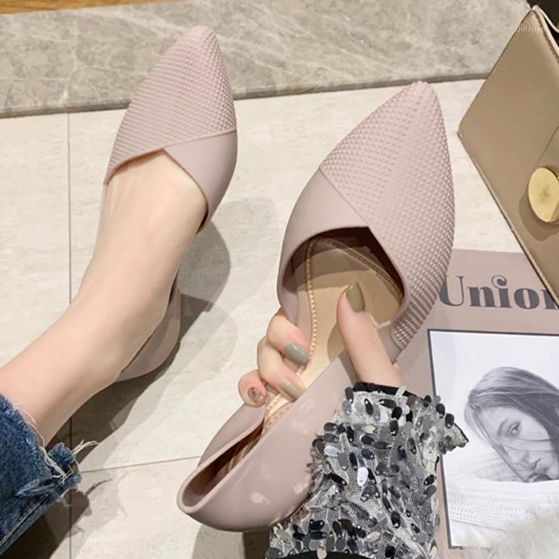 

Patchwork Rubber pointed toe jelly sandals women slippers candy ladies shoes women flats soft bottom antiskid pvc sandales 20201, Black