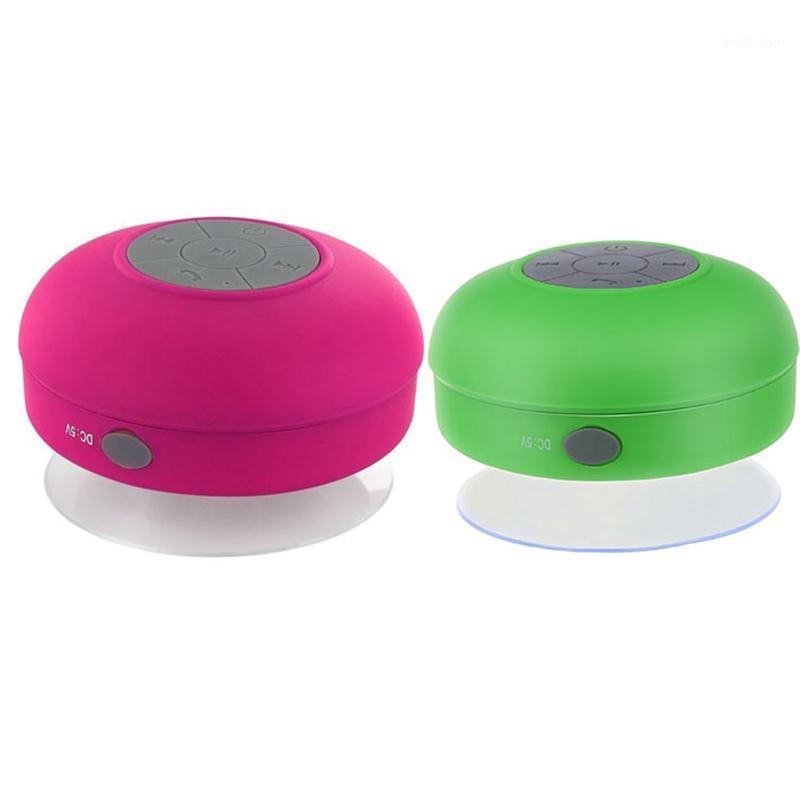 

2 Pcs Bluetooth 3.0 Sucker Speaker Jukebox Waterproof 10M ABS Rosa & Green1