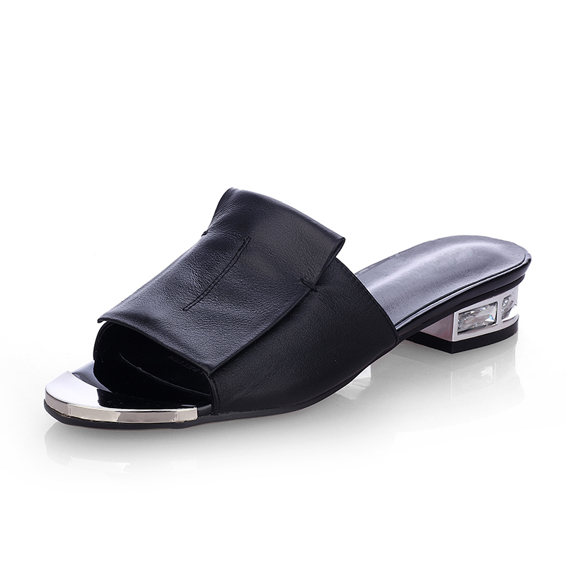 

2021 New Warm Genuine Women's Low-heel Sandals See Ladies Crutches As Shoes 77LK, White
