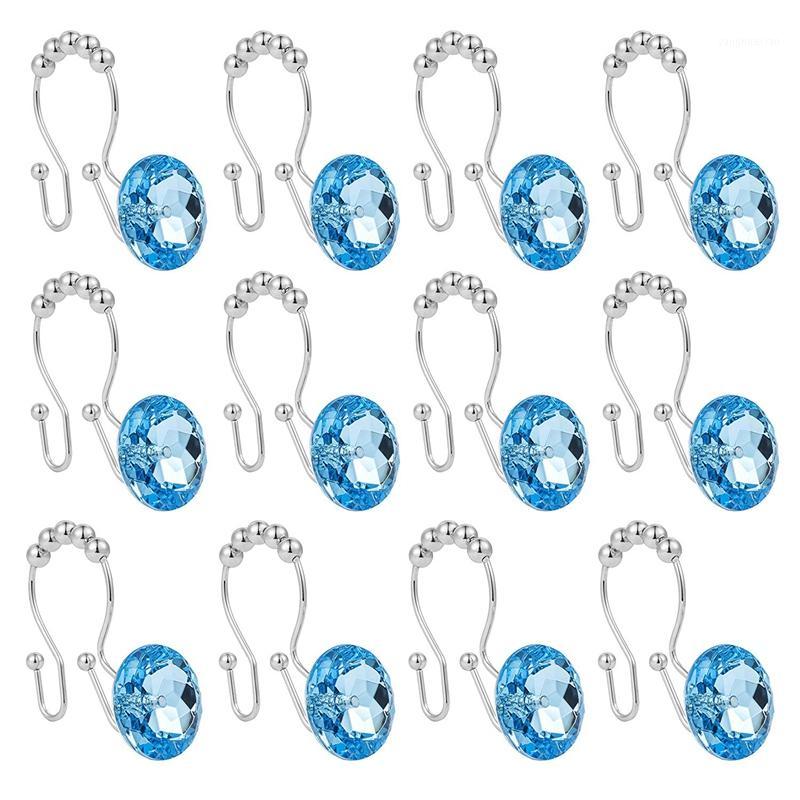 

Shower Curtain Hook Ring,Acrylic Double Shower Curtain Ring Stainless Steel Rust Double Sliding Hook Rod a1