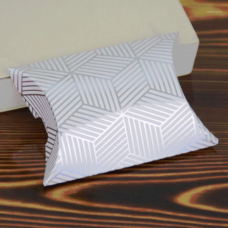 

10pcs/lot Gold Silver Colour Pillow Shape Candy Box Wedding Favors and Gifts Box Party Supplies1