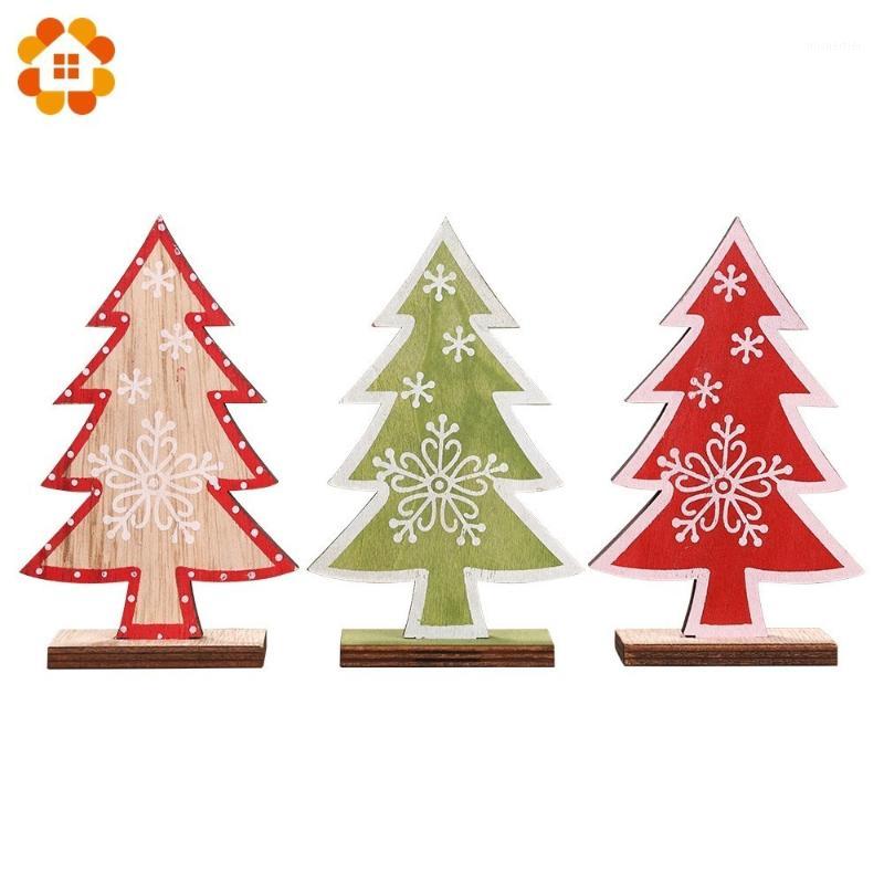 

1PC Christmas Wooden Tree Shape Pendants DIY Wood 3 Colors Xmas Tree Ornaments Christmas Party Supplies Home Table Decorations1