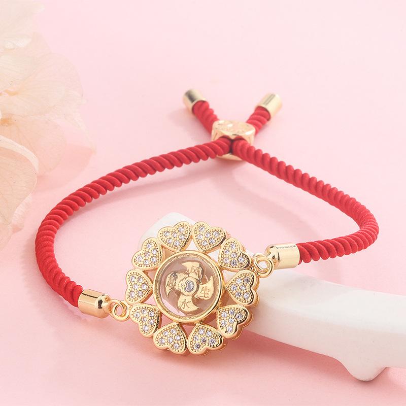 

Charm Bracelets Handmade Adjustable Red Thread Cubic Zirconia For Women Men Christams Gift