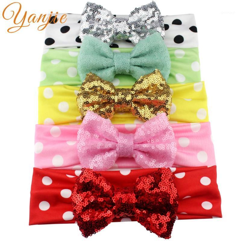 

10 pcs/lot 2020 Chic Dot Mouse Elastic Infantile Headband For Kids 4" Sequins Bow Girl DIY Hair Accessories Headwrap1, Multi