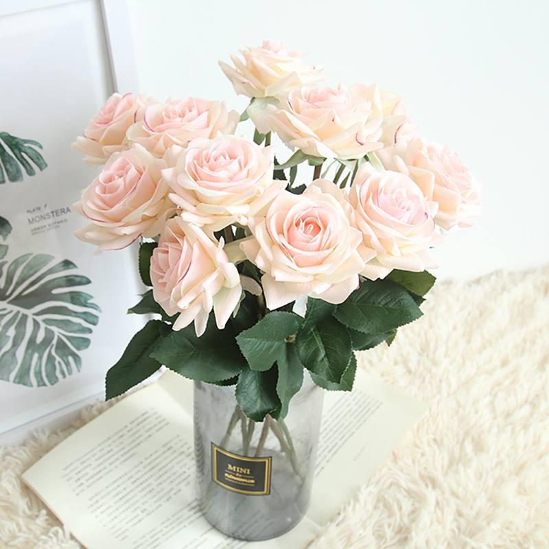 

New 1PC French Romantic Artificial Rose Flower DIY Velvet Silk Flower for Party Home Wedding Holiday Decoration 2020
