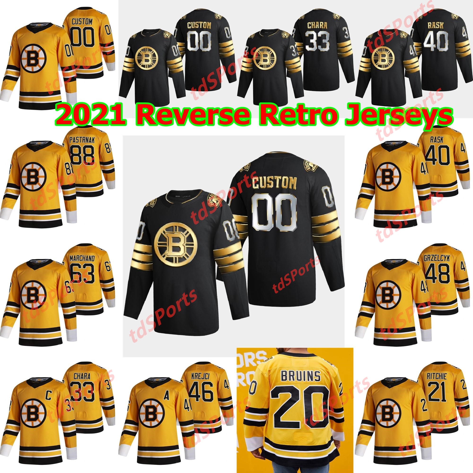 

Boston Bruins 2021 Reverse Retro Hockey Jerseys Chris Wagner Jersey Joakim Nordstrom Sean Kuraly Connor Clifton Brett Ritchie Custom, As shown in illustration