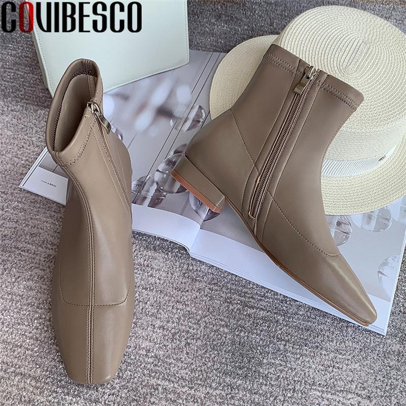 

COVIBESCO Fashion Comfortable Side Zipper Women's Ankle Boots Square Toe Thick Heels Pumps Newest Working Office Shoes Woman1, Shenzong