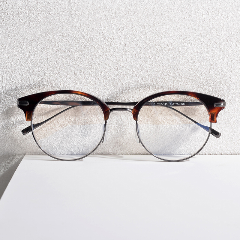 

New 2021 Pre-round Korean Brand Pure Titanium Acetate Female Frame Miopia Circle Optical Prescription Glasses Mpj9