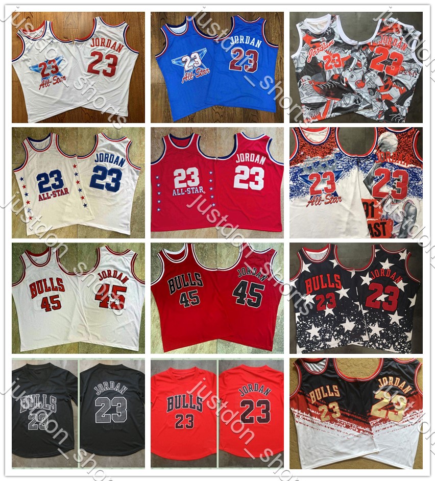

NewChicagoBullsShirts Mens Retro Commemorative 23 Independence 45 Red Blue Embroidery Mitchell & Ness HardwoodsClassics Basketball Jerseys Sweatpants, Shows