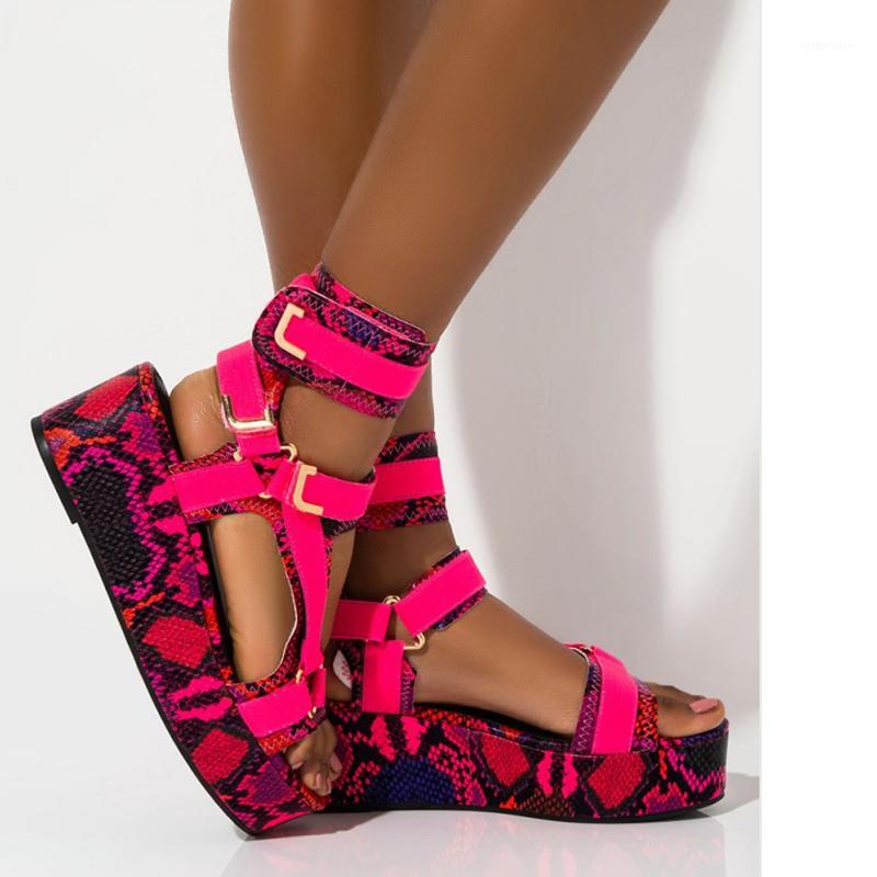 

2020 new suit color national style thick bottom summer women's sandals Fashion sexy open-toed plus size fish mouth sandals1, White