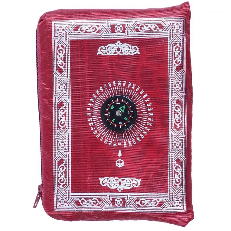 

Ramadan Islamic And Muslim Travel Prayer Mats,Compass Pocket Size Tote Bags1, Red