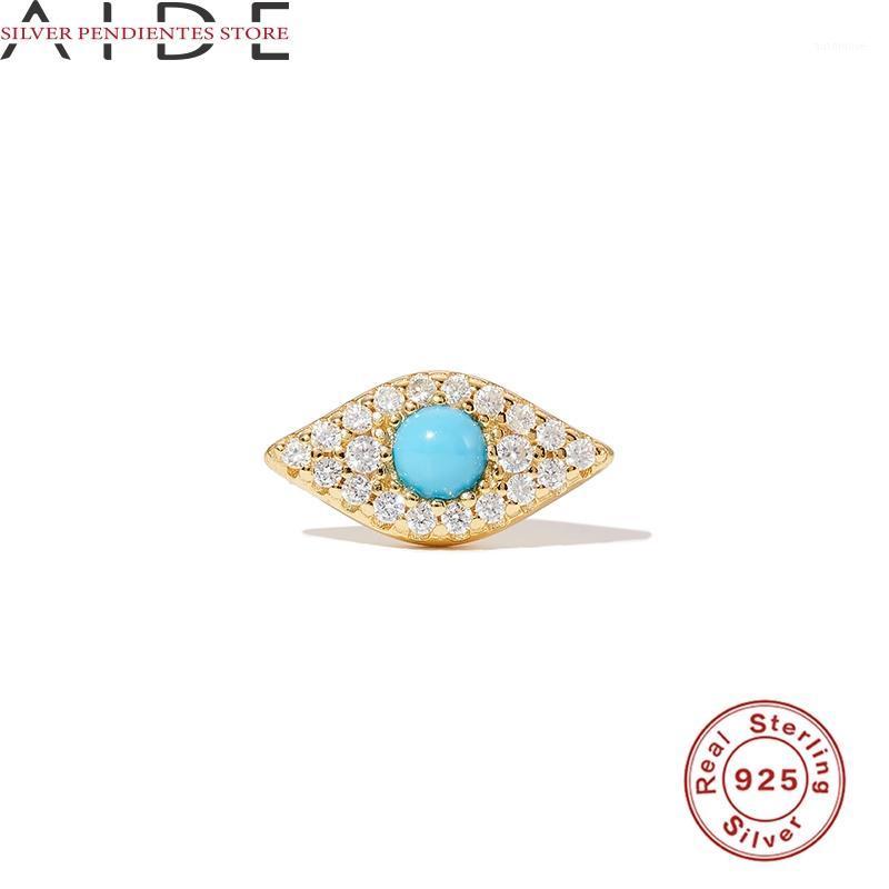 

AIDE 925 Sterling Silver Mini Moon Evil Eye Earrings Luxury 2020 Fashion Designer Stud Earrings For Women Aretes De Mujer1