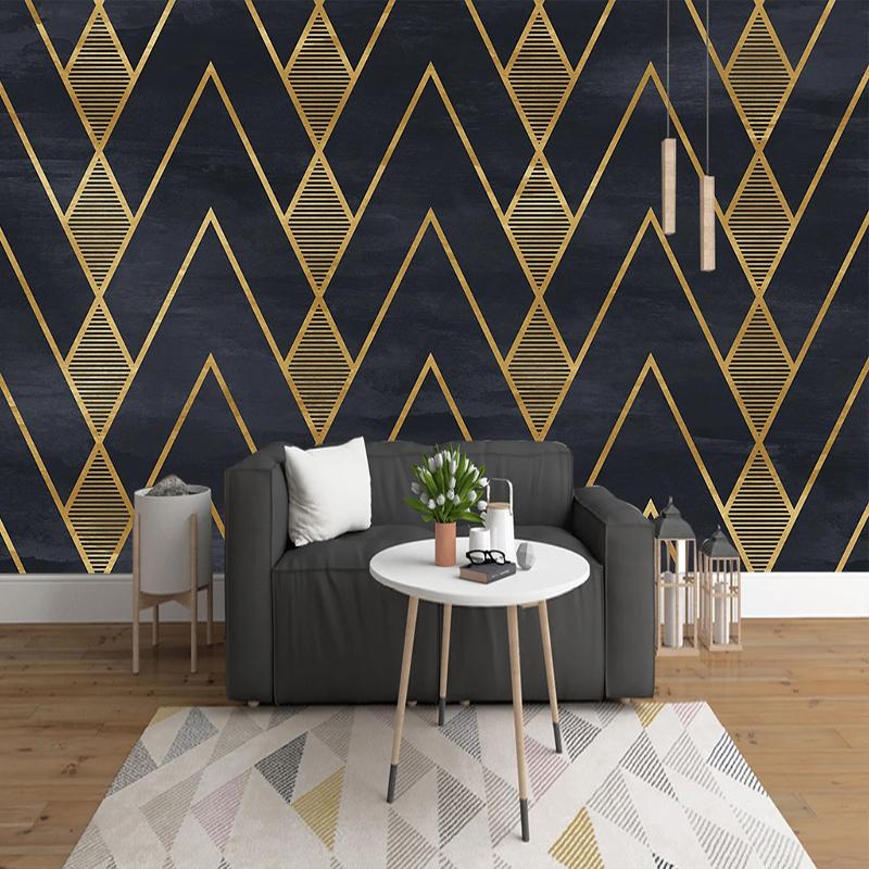 

Custom 3D Murals Wallpaper Luxury Golden Geometric Lines Modern Interior Study Room Living Room Sofa TV Backdrop Wall Home Decor, As pic