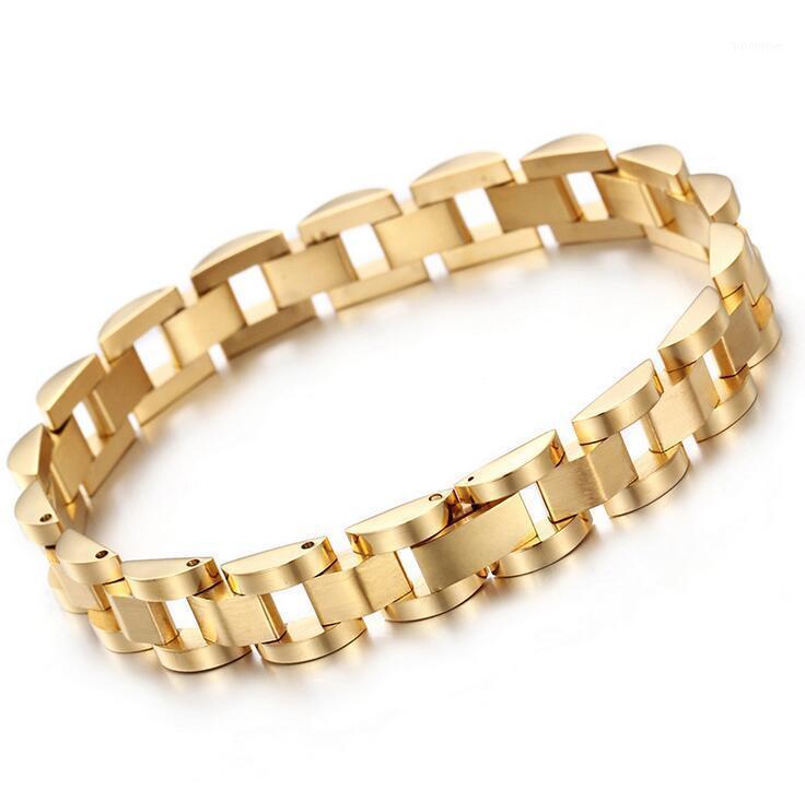 

10mm 8.26'' Luxury Gold Stainless steel Solid Strap type Chain Fashion design Adjustable Bangle Bracelet for Women Men1