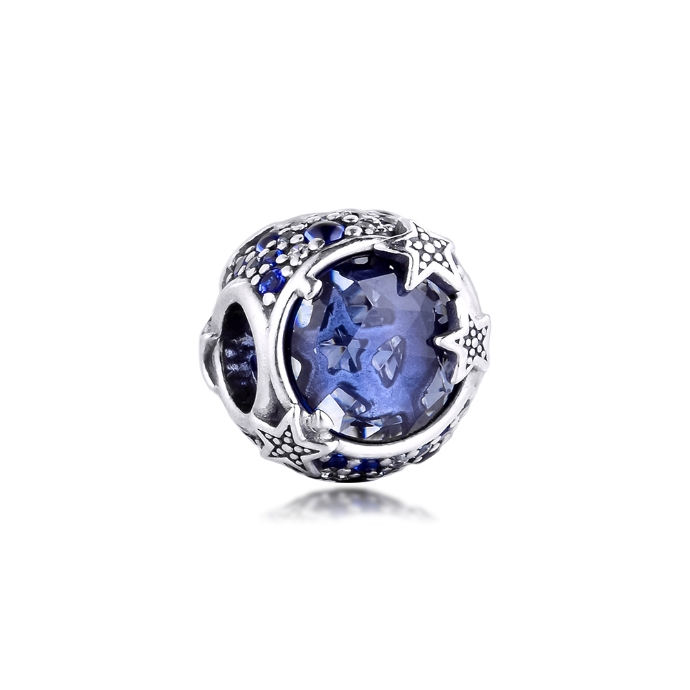 2020 Winter Fits Pandora Bracelet Celestial Blue Sparkling Stars Charm Real 925 Sterling Silver Beads for Women Jewelry DIY Making Kralen-image-631403307