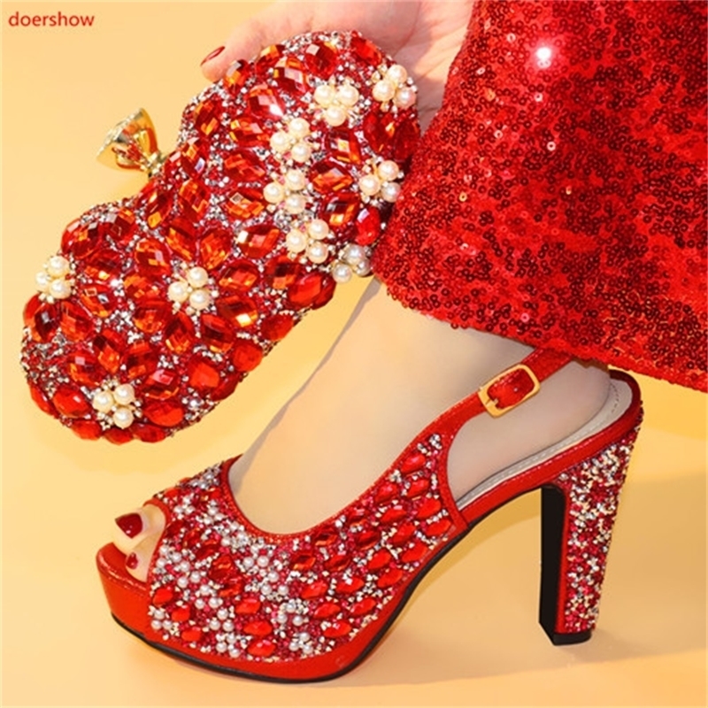 

doershow hot selling African beautiful Designer Shoes And Bag Set To Match Italian Party Shoes With Matching Bags Set !HXX1-1 Y200113, Silver