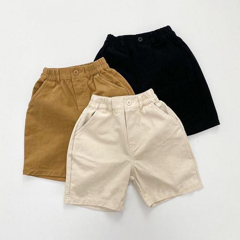 

New 2021 Summer Boys Casual Children Cotton Elastic Waist Toddler Kids Knee Length Pants Solid Color Baby Girls Clothes Nosa, 22d1340black