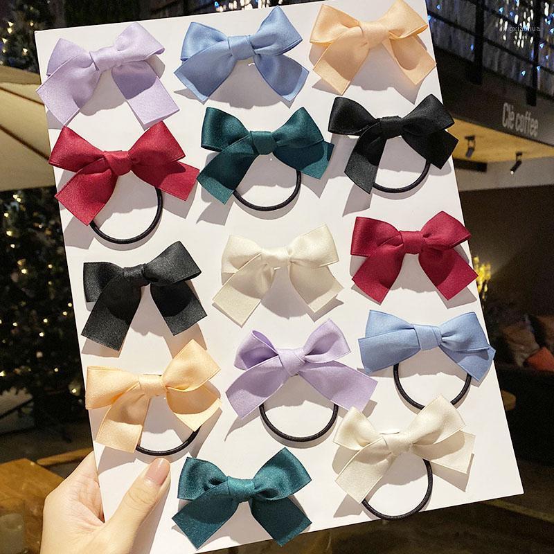 

2PCS/Set New Girls Cute Solid Bow Elastic Hair Bands Hairpins Kids Sweet Rubber Band Hair Clip Headband Fashion Accessories1, Black